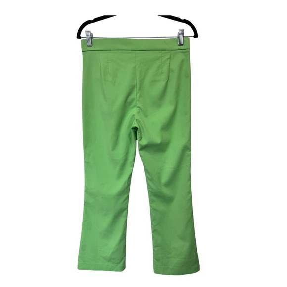 Zara High Waist Crop Flare Pants Green - Picture 3 of 13